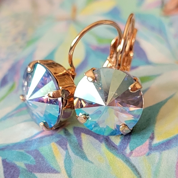 Austrian Crystal Earrings in Rose Gold - Picture 4 of 9